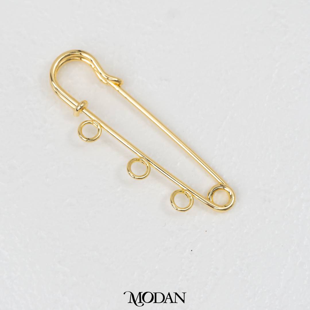 3 Round Safety Pin / Brooch For Bag Charm Findings DIY Pengait Peniti Gantungan Tas/Baju Hypoallergenic Gold Filled