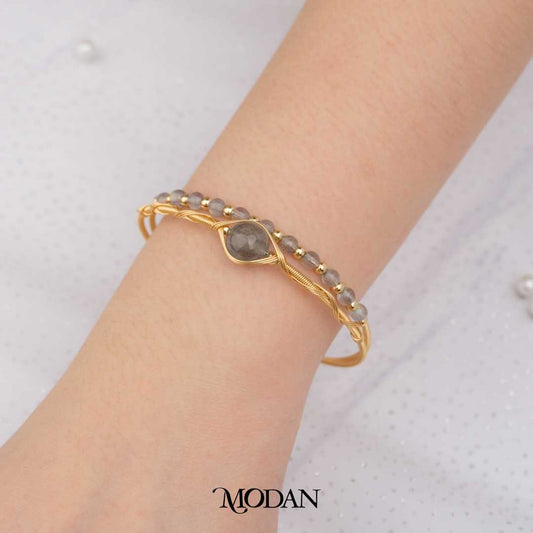 Crystal Beads Wrapped Bracelet Gelang Lilit Spiral Manik Kristal Hypoallergenic Gold Filled