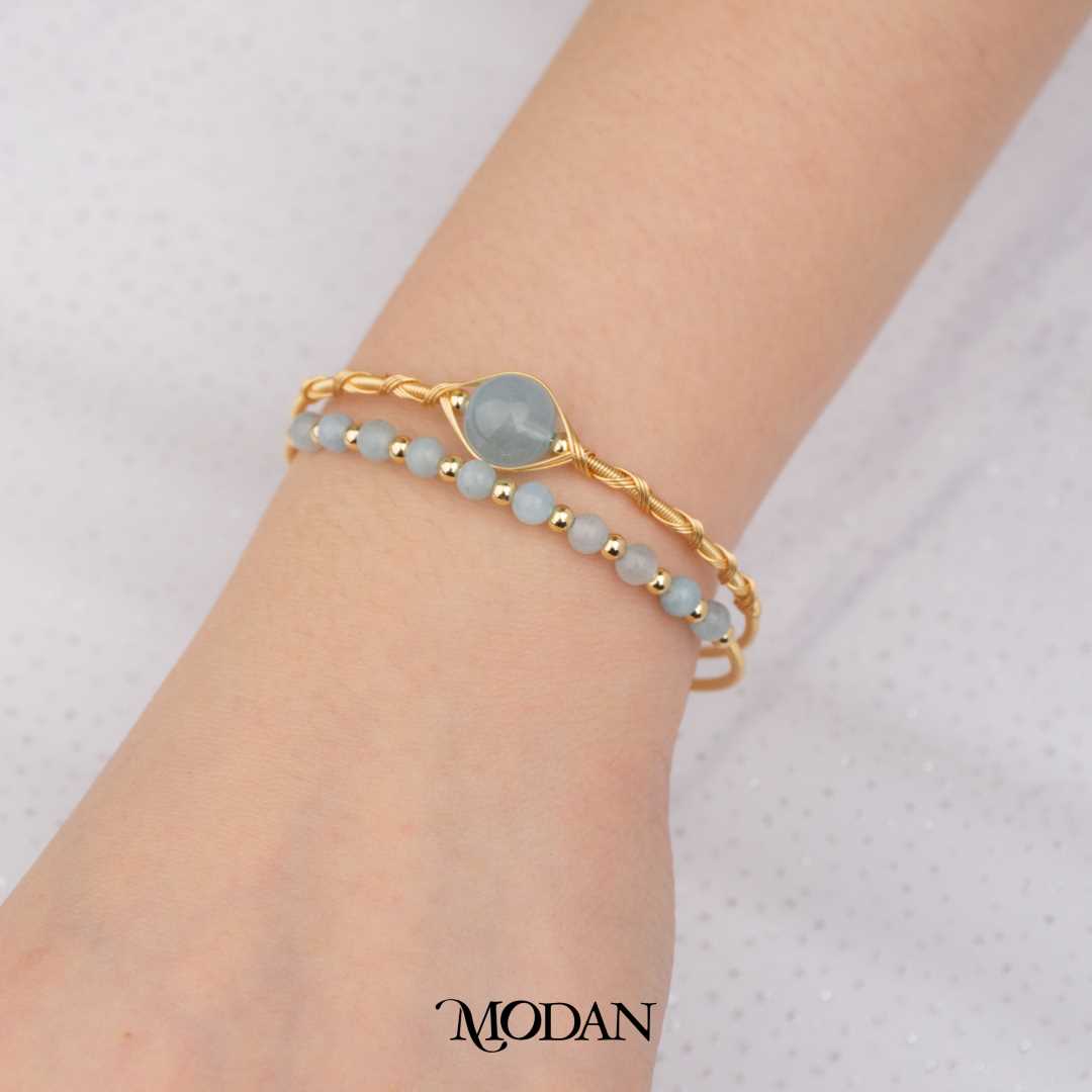 Crystal Beads Wrapped Bracelet Gelang Lilit Spiral Manik Kristal Hypoallergenic Gold Filled