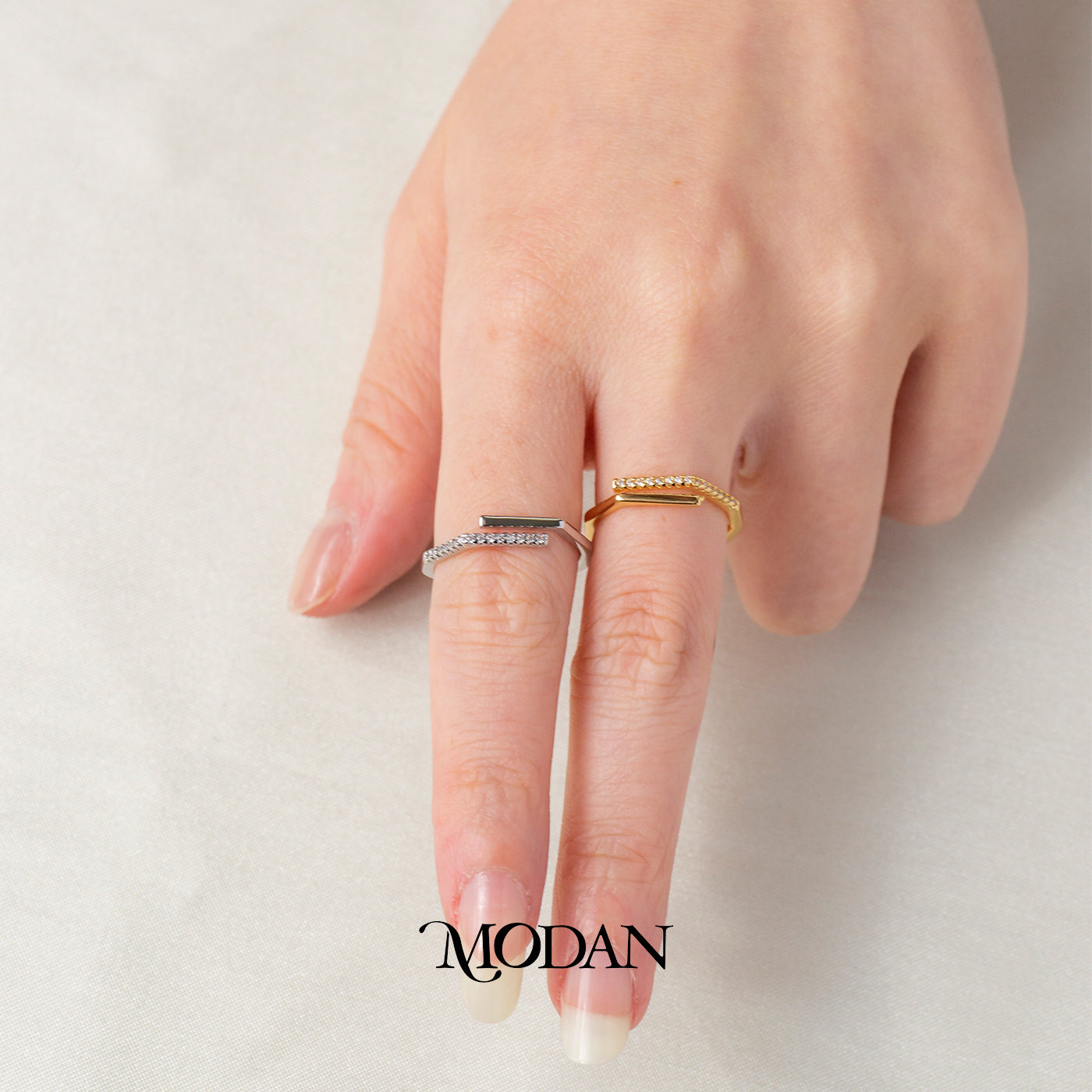 Dainty Geometric Bar Adjustable Ring Cincin Garis Horizontal Hypoallergenic Gold Plated