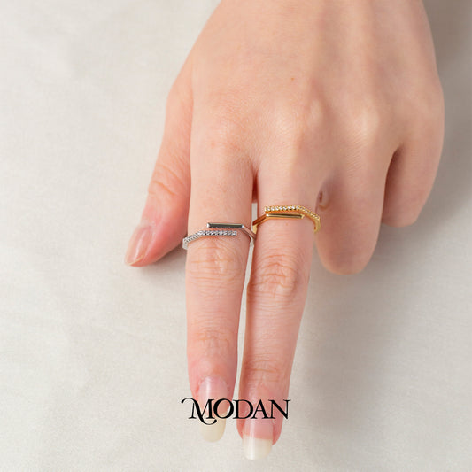 Dainty Geometric Bar Adjustable Ring Cincin Garis Horizontal Hypoallergenic Gold Plated