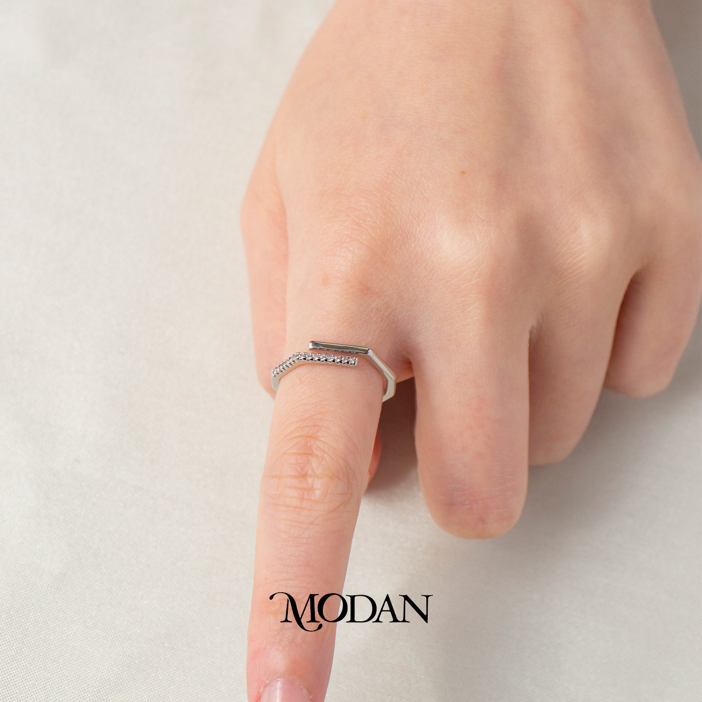 Dainty Geometric Bar Adjustable Ring Cincin Garis Horizontal Hypoallergenic Gold Plated