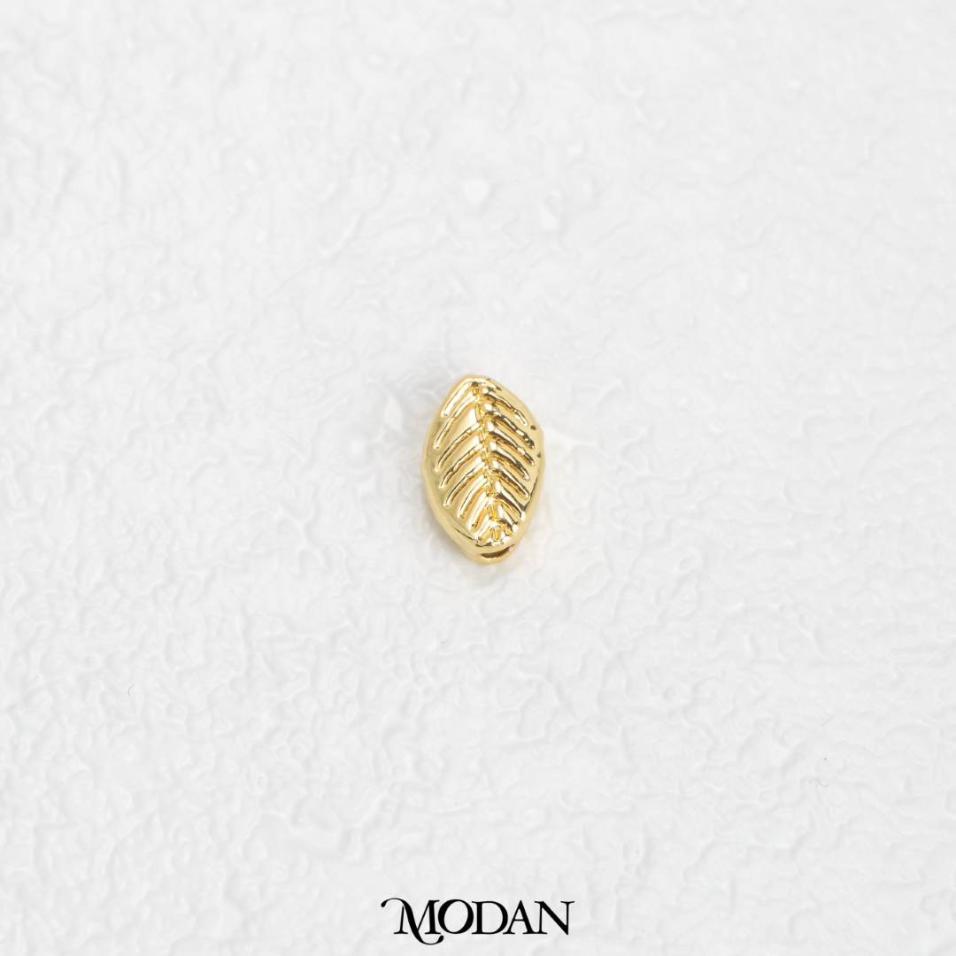 Matte Leaf DIY Beads Charm Manik Daun Hypoallergenic Gold Filled