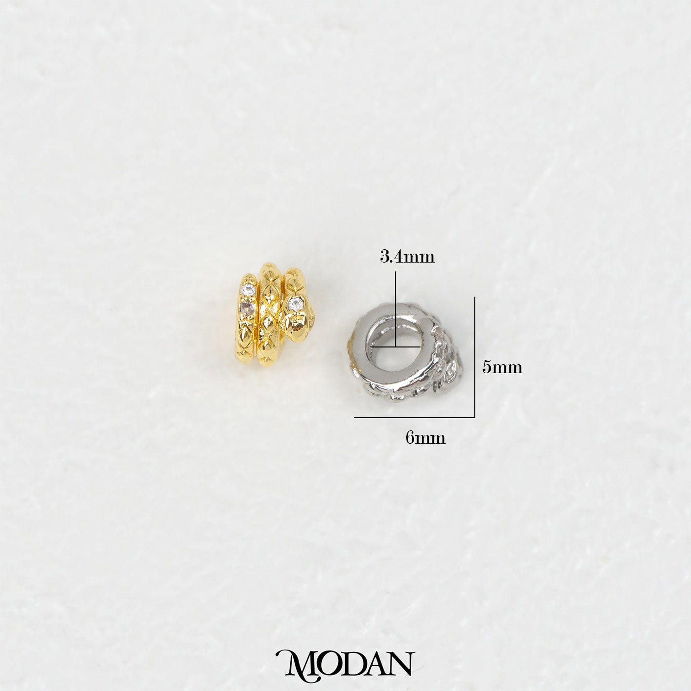 Spiral Round Snake Animal DIY Beads Charm Manik Liontin Spiral Ular Hypoallergenic Gold Filled