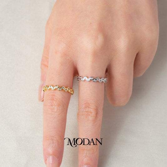Dainty Geometric Bubble Eternity Ring Cincin Bulat Hypoallergenic Gold Plated