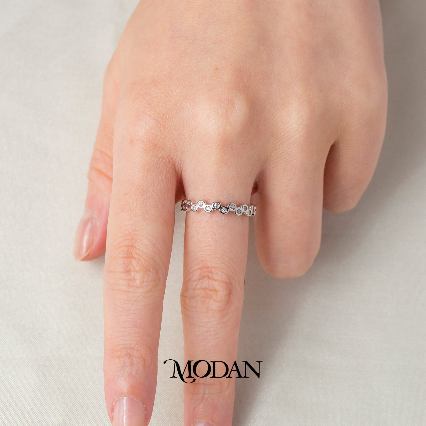 Dainty Geometric Bubble Eternity Ring Cincin Bulat Hypoallergenic Gold Plated