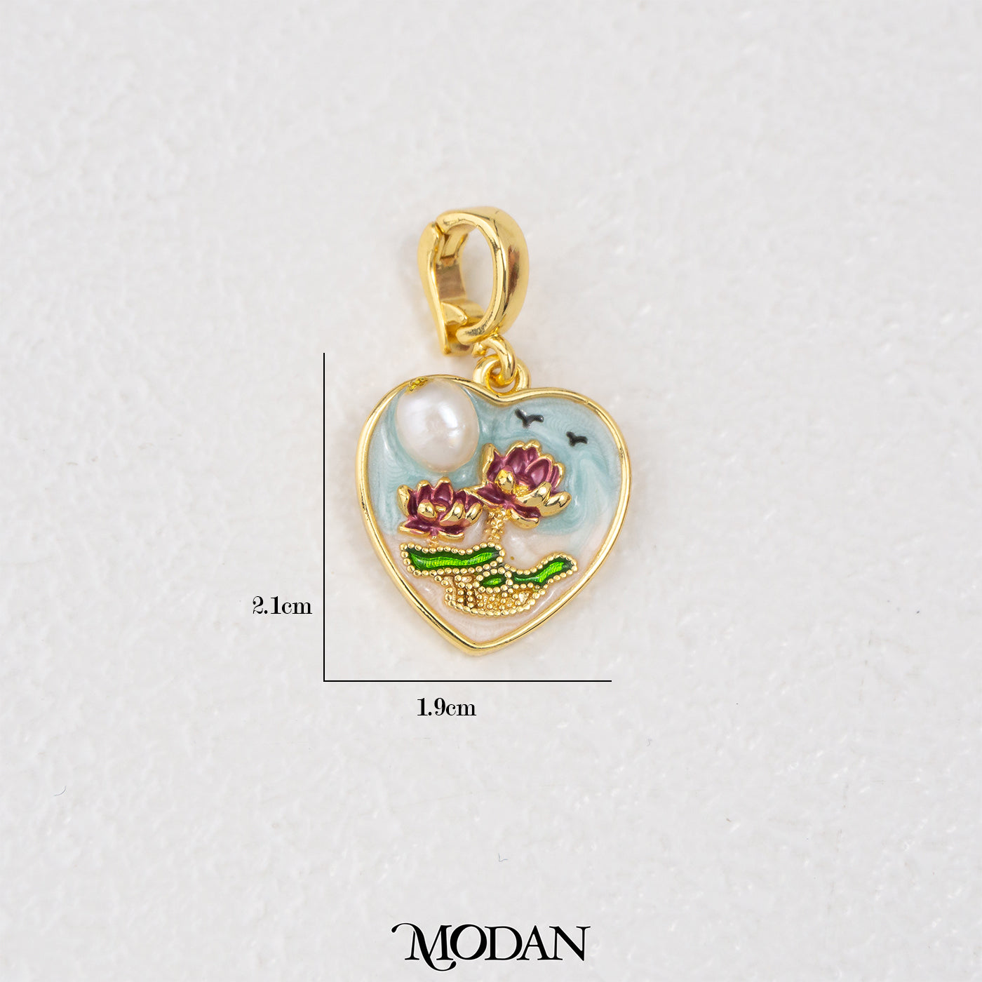 Vintage Pink Lotus Flower Enamel Blue Love Pendant DIY Pendant Liontin Bunga Lotus Hypoallergenic Gold Filled