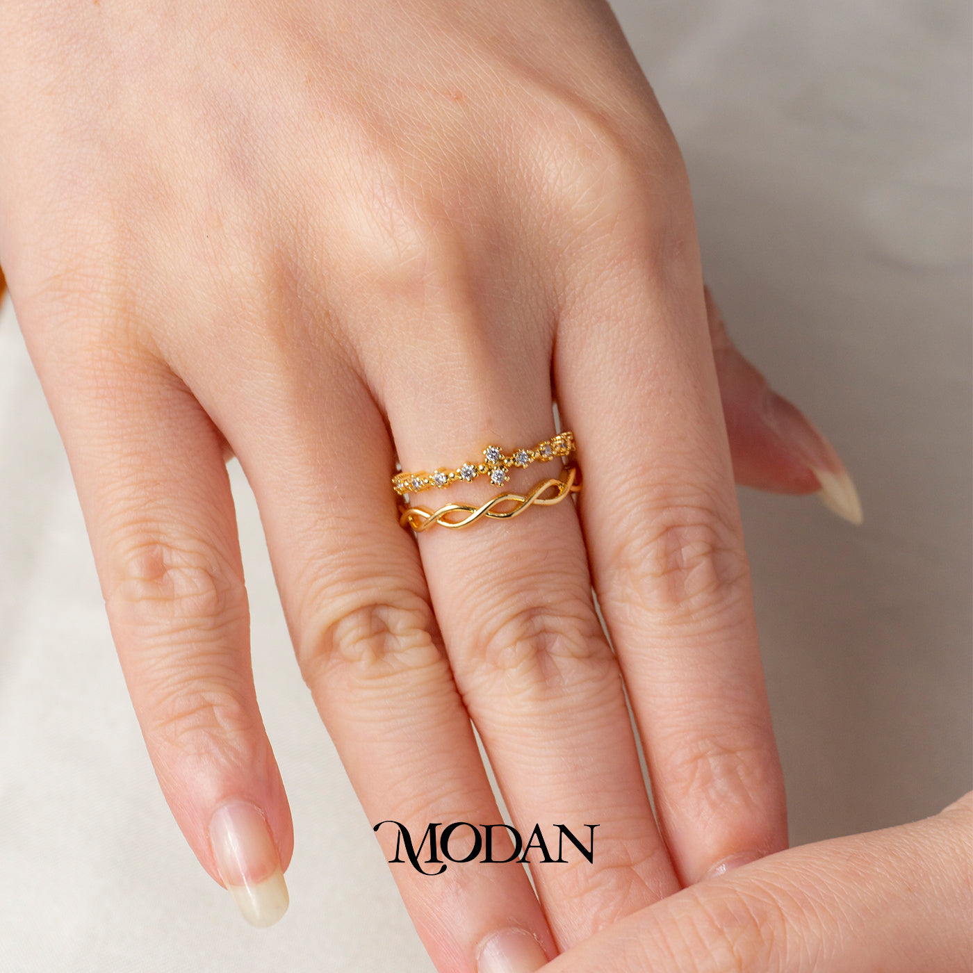 Minimalist Twisted Braid Open Ring Cincin Spiral 2 Layer Hypoallergenic Gold Plated
