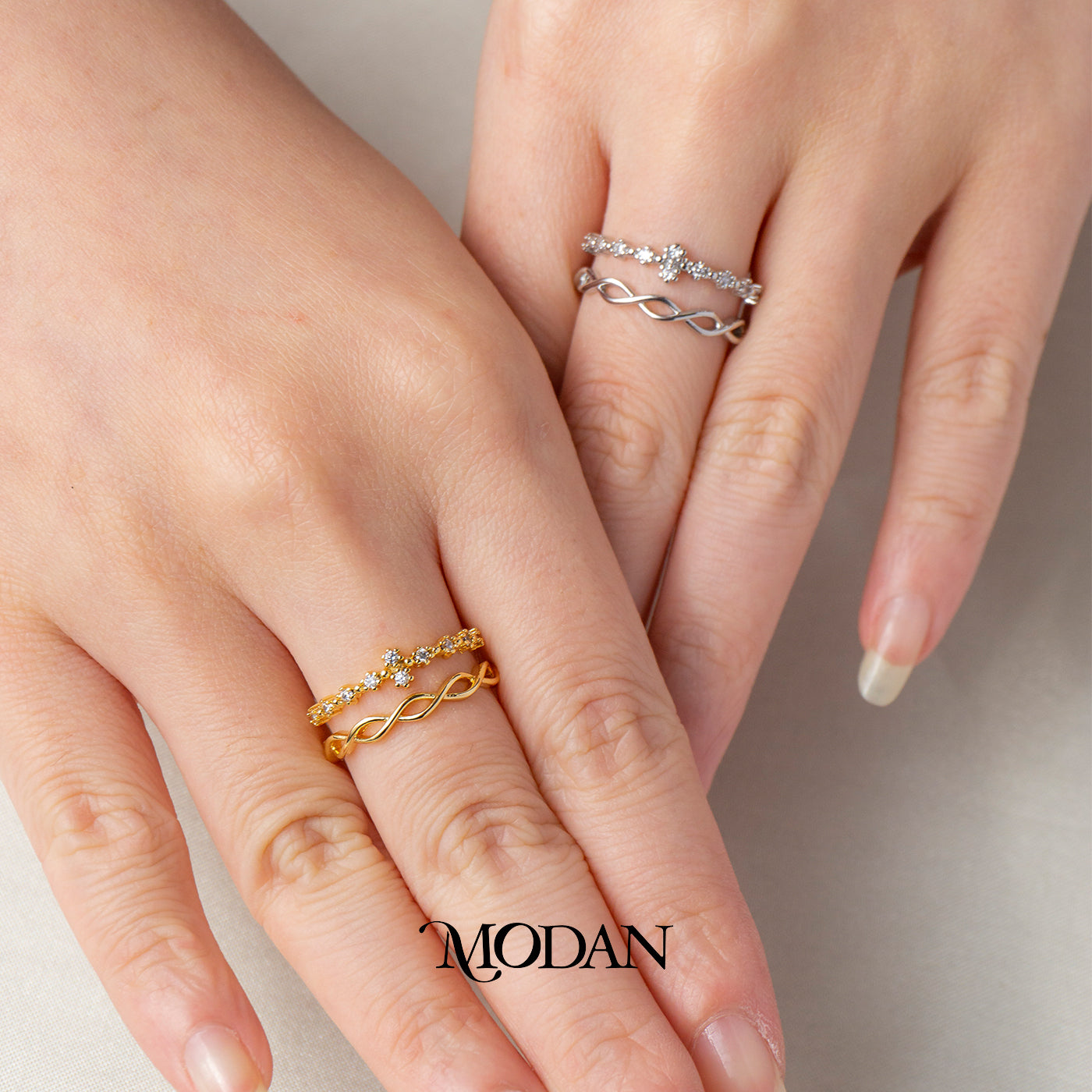 Minimalist Twisted Braid Open Ring Cincin Spiral 2 Layer Hypoallergenic Gold Plated