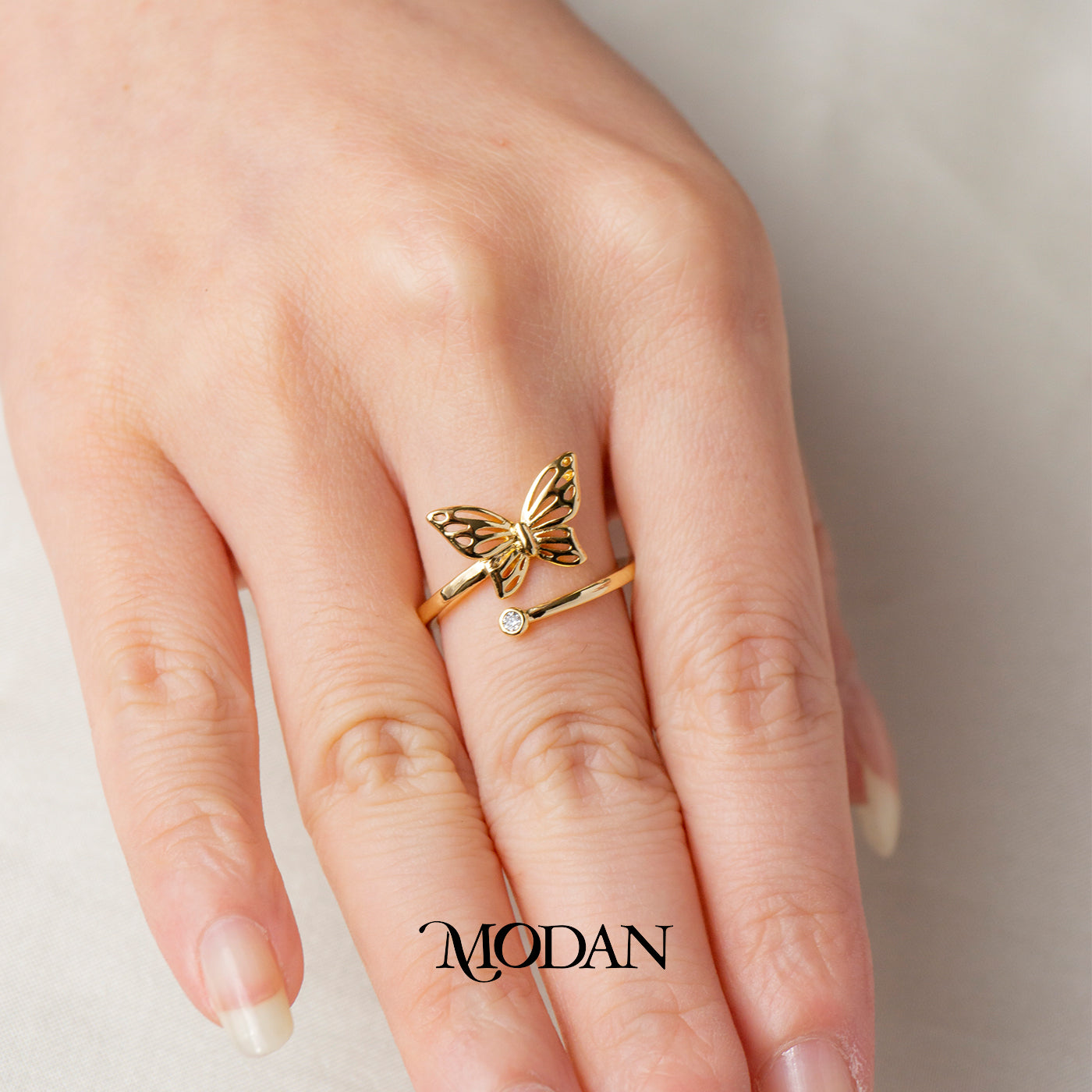 Dainty Hollow Filigree Butterfly Ring Cincin Kupu Kupu Kerawang Hypoallergenic Gold Plated