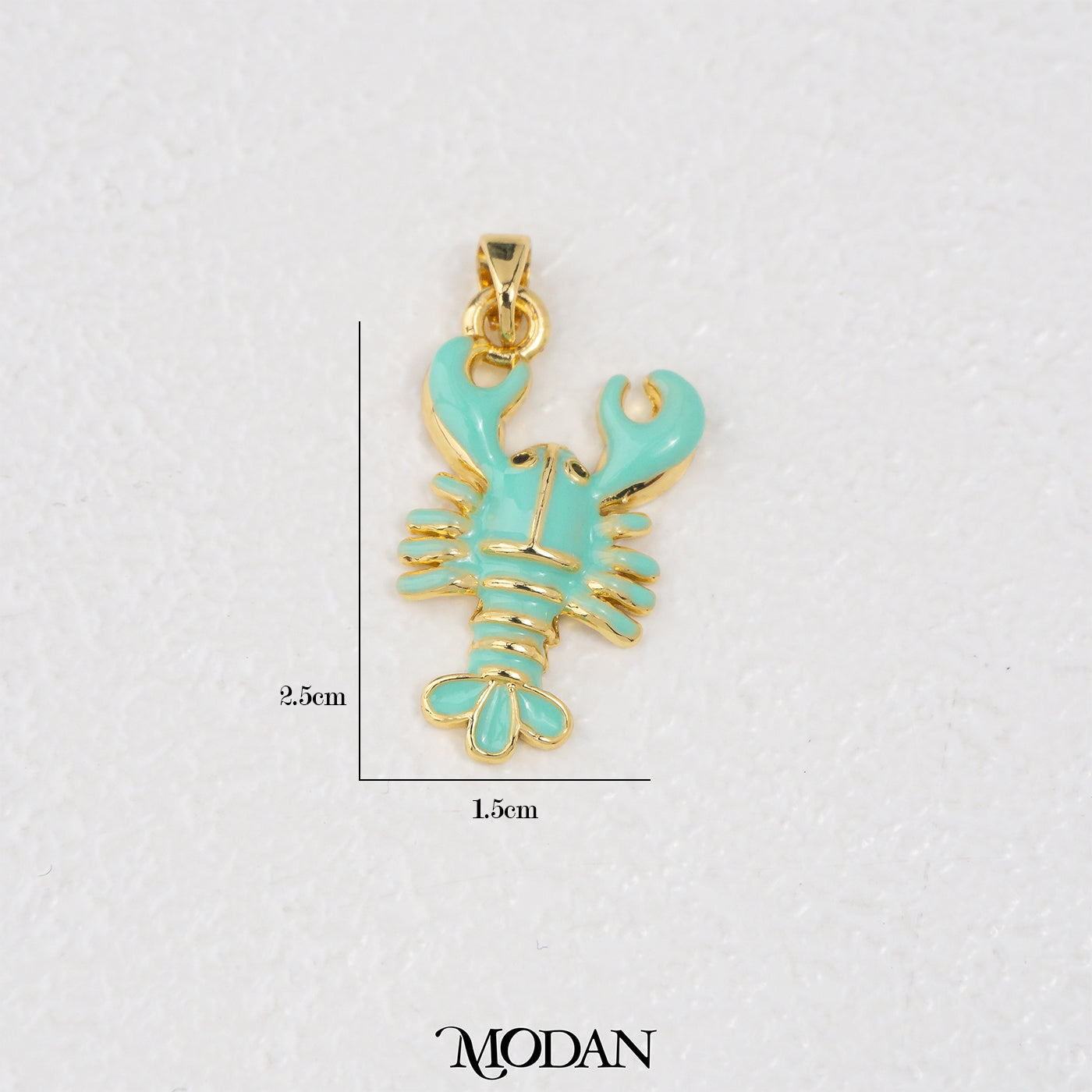 Red Green Enamel Lobster DIY Pendant Liontin Liontin Udang Karang Hijau Merah Hypoallergenic Gold Filled