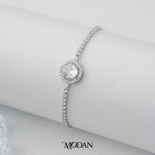 Halo Tennis Bridal Bracelet Gelang Pesta Serut Hypoallergenic Gold Plated
