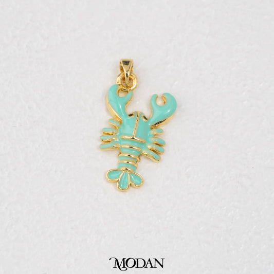 Red Green Enamel Lobster DIY Pendant Liontin Liontin Udang Karang Hijau Merah Hypoallergenic Gold Filled