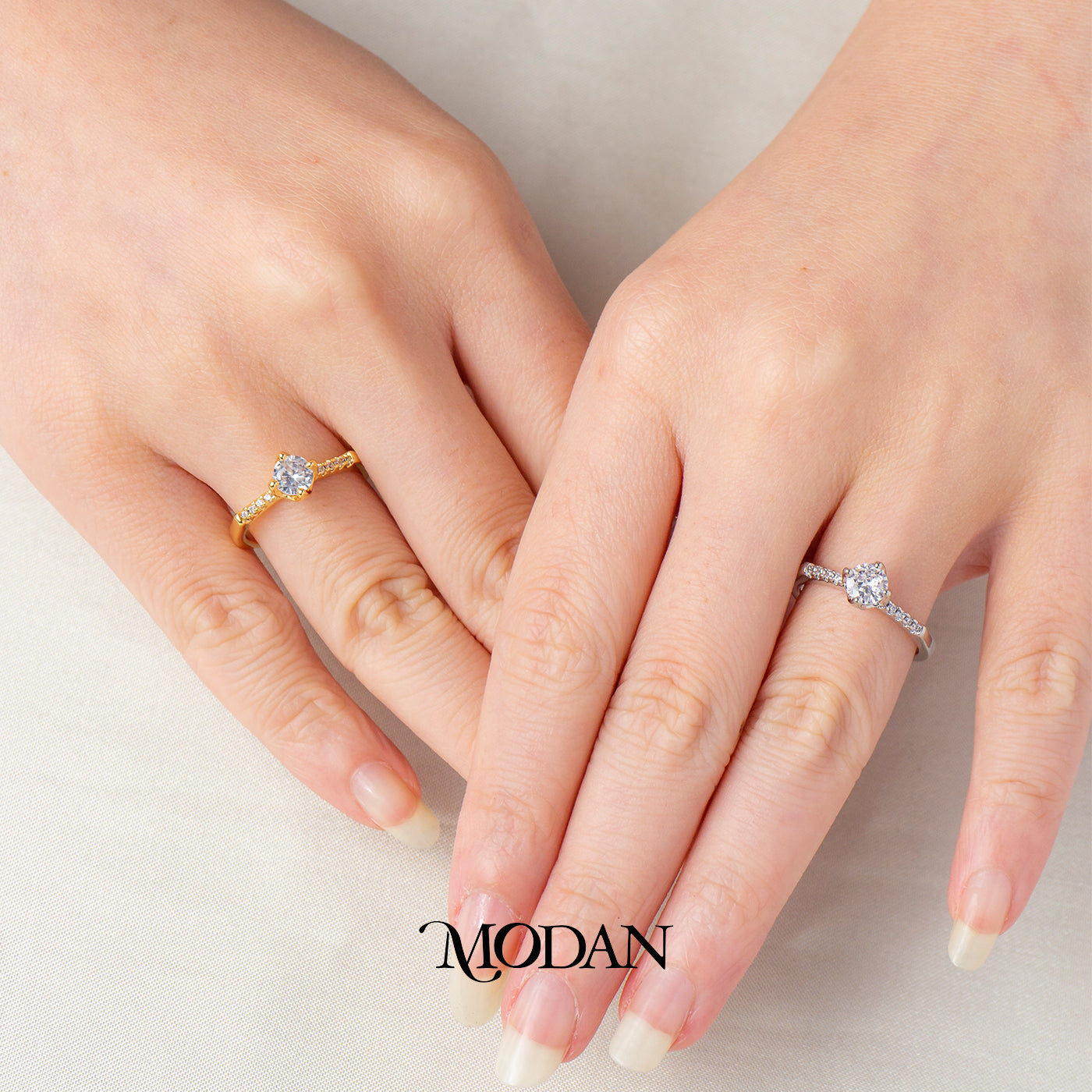 Classic Solitaire Engagement Ring Cincin Tunangan Permata Satu Hypoallergenic Gold Plated