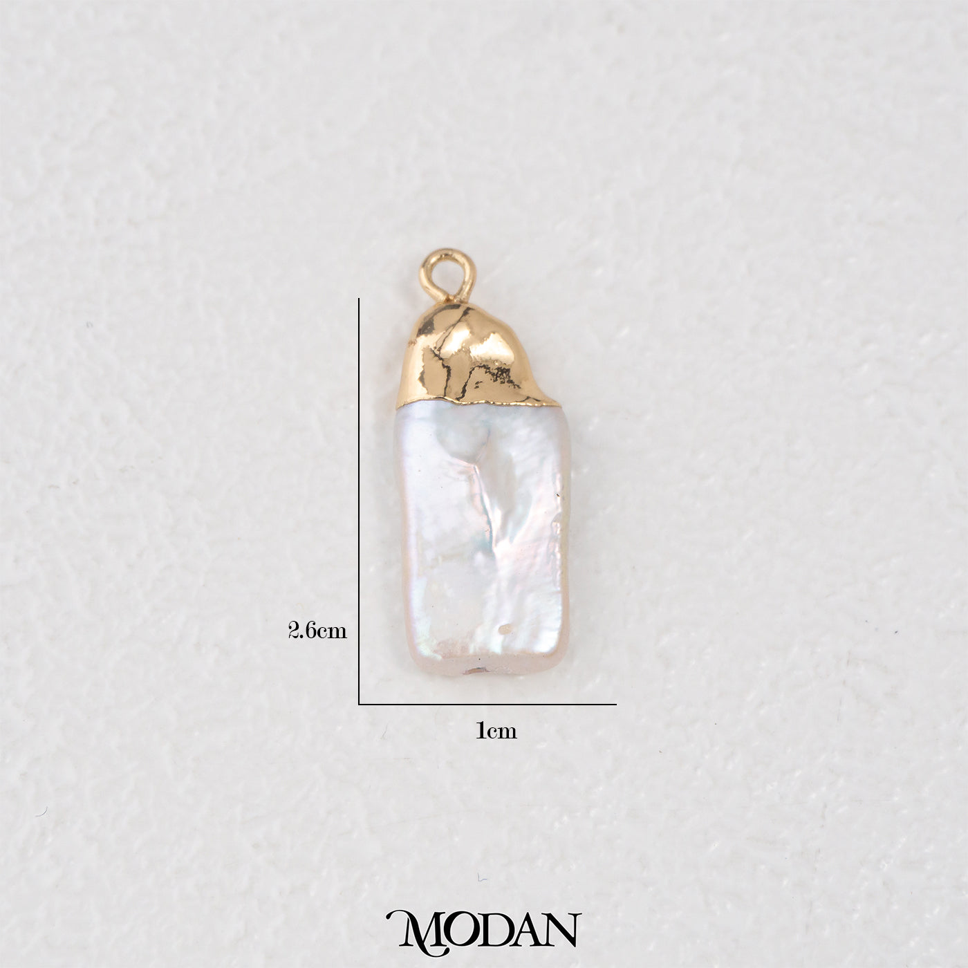 Hammered Rectangle Freshwater Pearl Charm DIY Pendant Liontin Irregular Mutiara Air Tawar Persegi Panjang Hypoallergenic Gold Filled