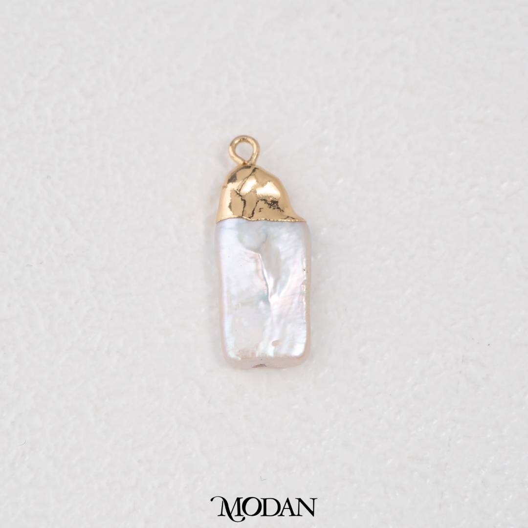Rectangular Abstract Freshwater Pearl Pendant DIY Pendant Liontin Irregular Mutiara Air Tawar Hypoallergenic Gold Filled