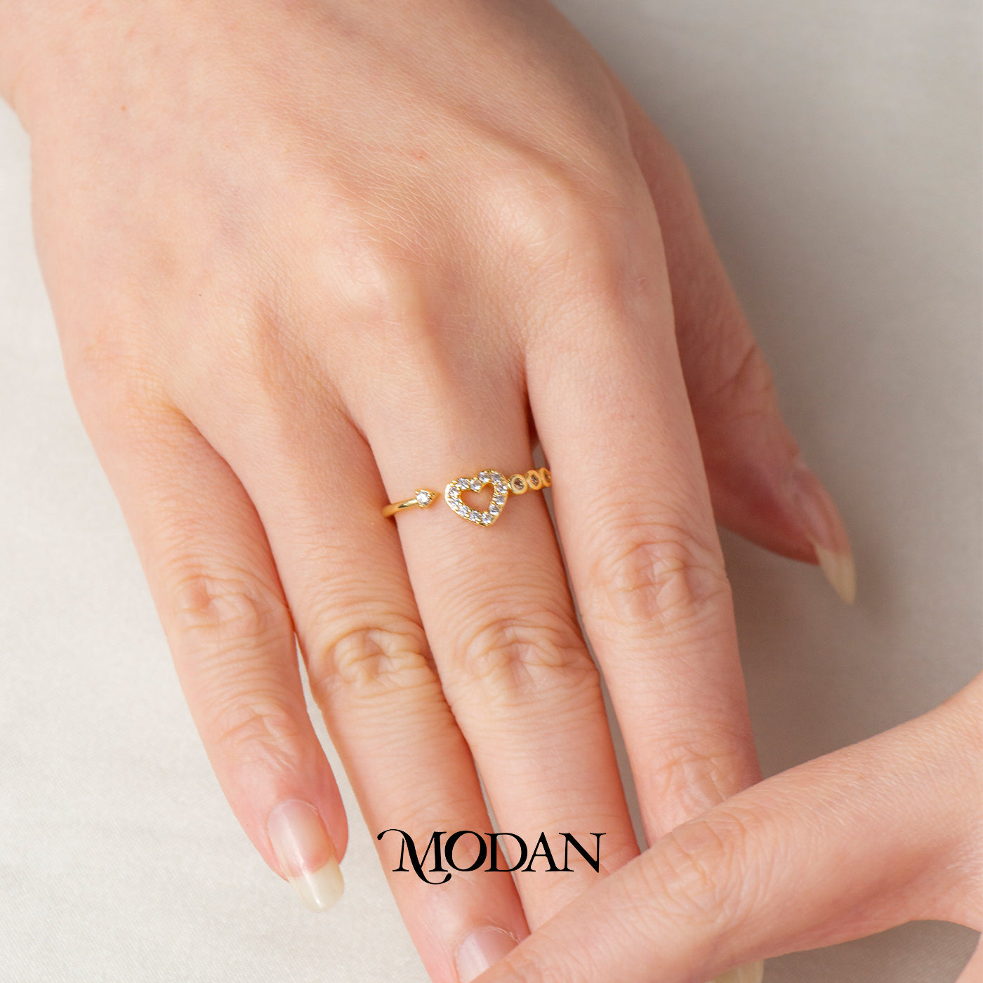 Romantic Asymmetric Bubble Heart Open Ring Cincin Wanita Karakter Cinta Hypoallergenic Gold Plated