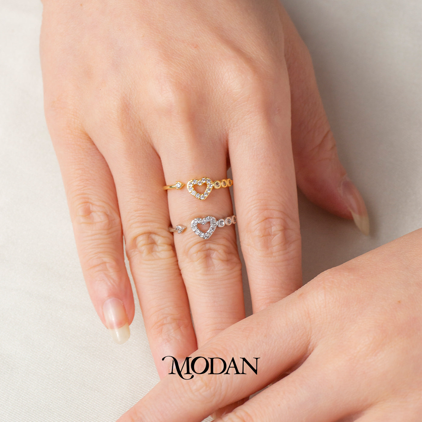 Romantic Asymmetric Bubble Heart Open Ring Cincin Wanita Karakter Cinta Hypoallergenic Gold Plated