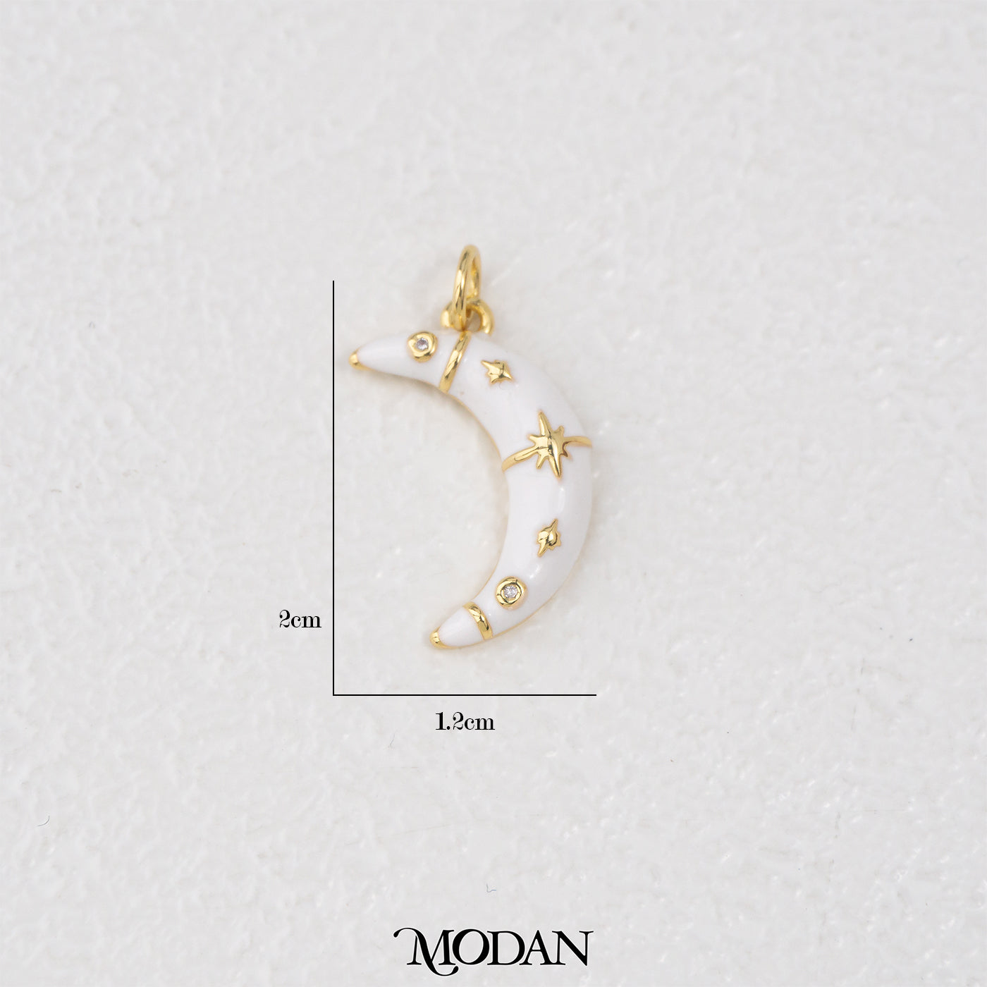 White Enamel Crescent Moon Star Celestial Charm DIY Pendant Liontin Bulan Putih Hypoallergenic Gold Filled