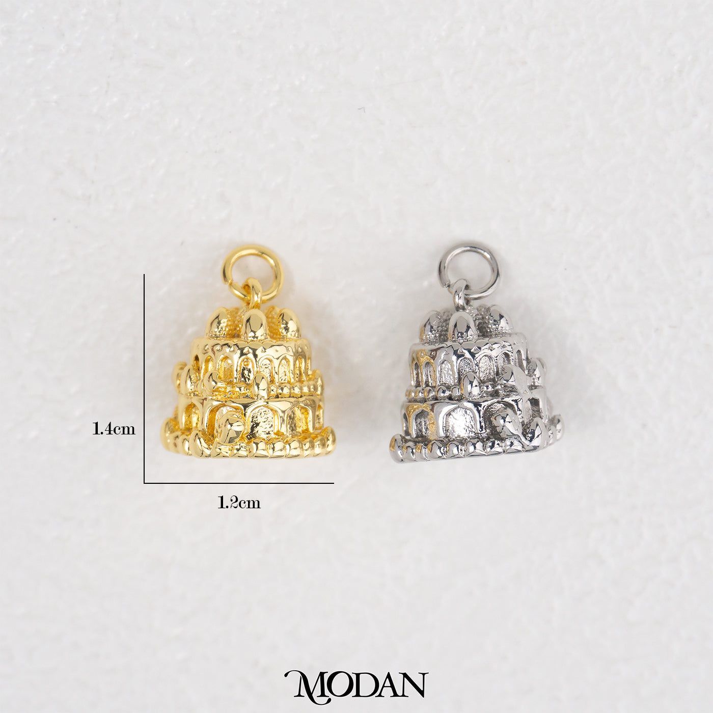 3D Strawberry Layered Birthday Cake DIY Pendant Liontin Kue Ulang Tahun Stroberi Hypoallergenic Gold Filled