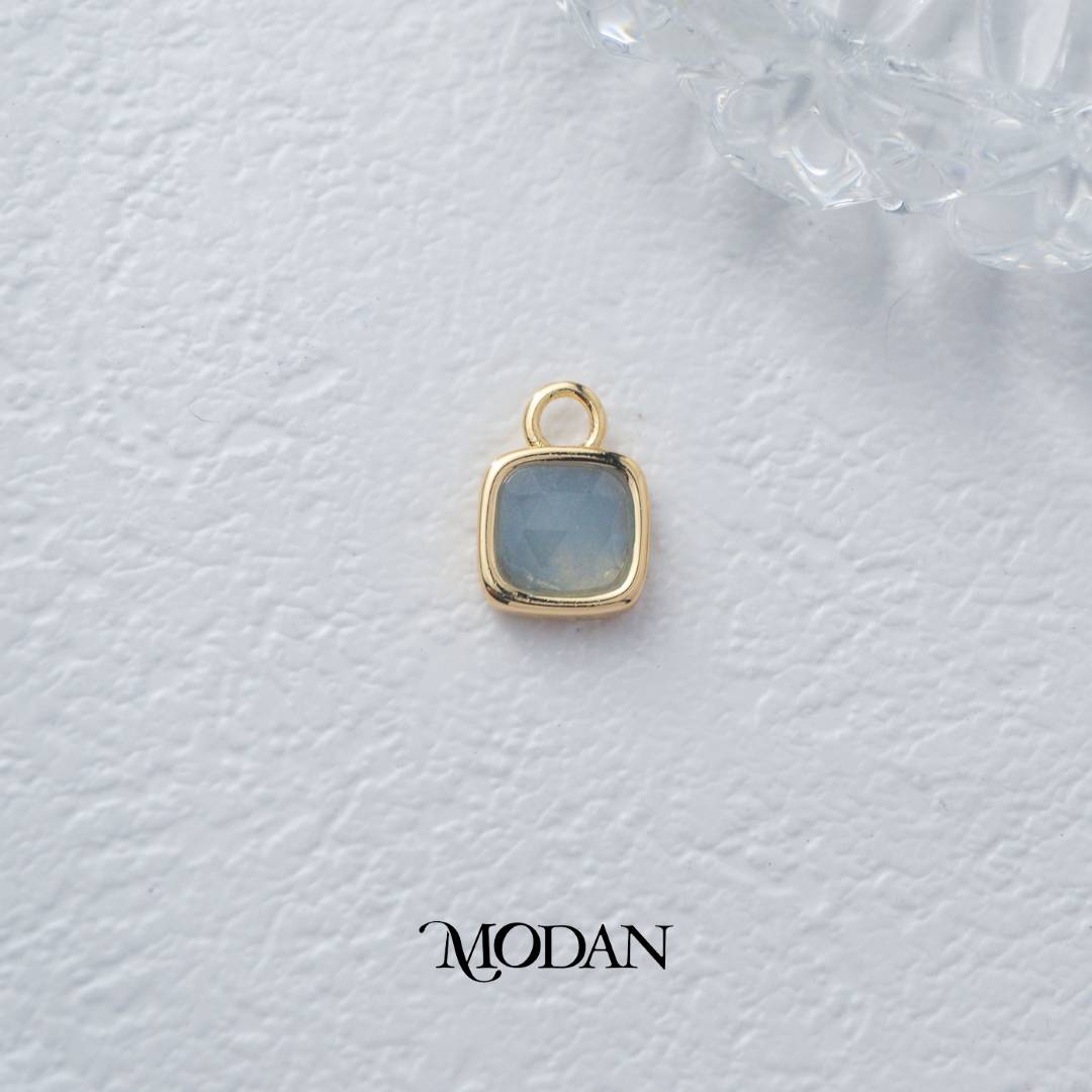 Square Colorful Natural Gemstones Charm DIY Charm Liontin Batuan Alam Persegi Warna-Warni Hypoallergenic Gold Filled
