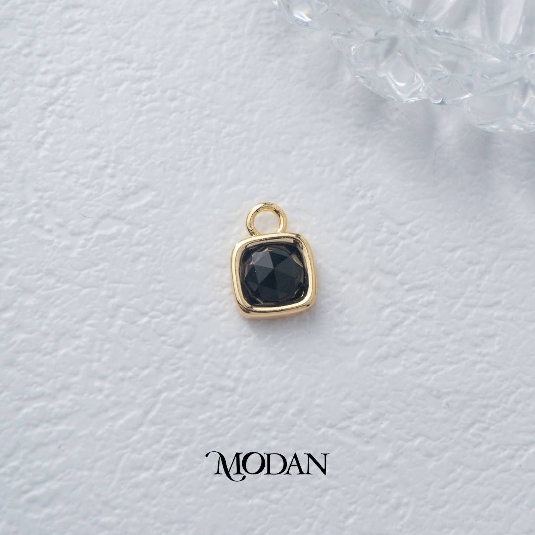 Square Colorful Natural Gemstones Charm DIY Charm Liontin Batuan Alam Persegi Warna-Warni Hypoallergenic Gold Filled