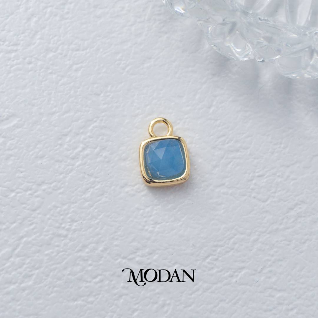 Square Colorful Natural Gemstones Charm DIY Charm Liontin Batuan Alam Persegi Warna-Warni Hypoallergenic Gold Filled
