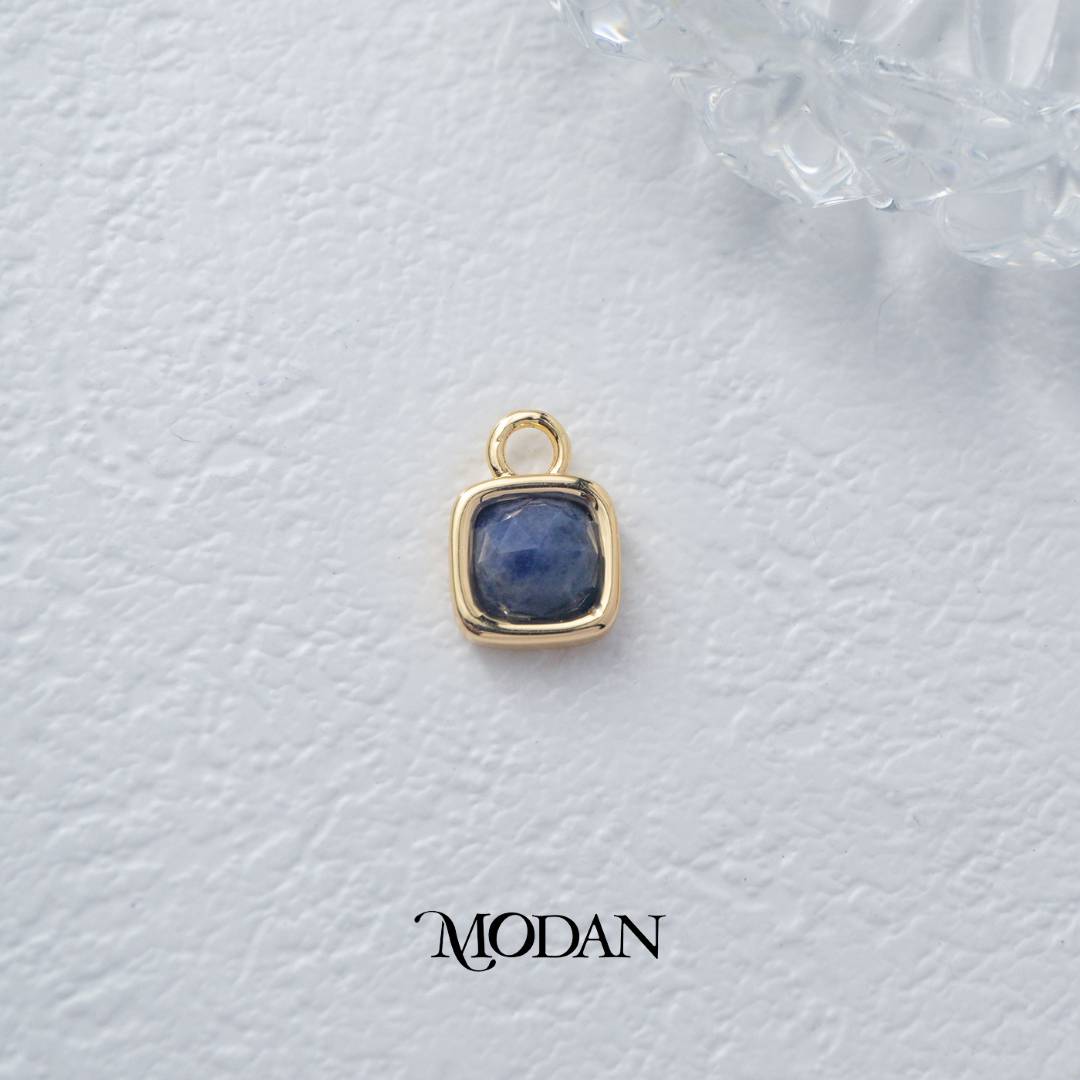 Square Colorful Natural Gemstones Charm DIY Charm Liontin Batuan Alam Persegi Warna-Warni Hypoallergenic Gold Filled