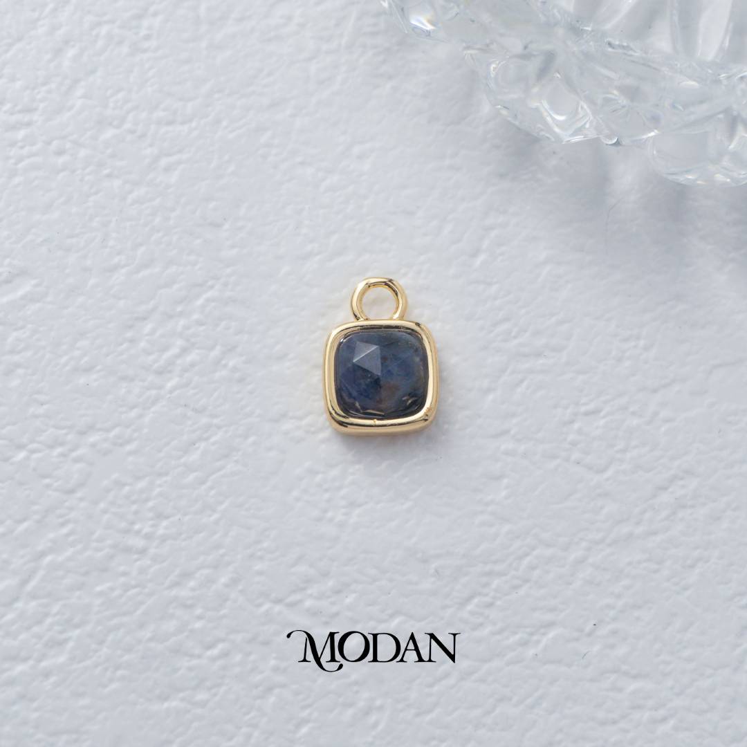 Square Colorful Natural Gemstones Charm DIY Charm Liontin Batuan Alam Persegi Warna-Warni Hypoallergenic Gold Filled