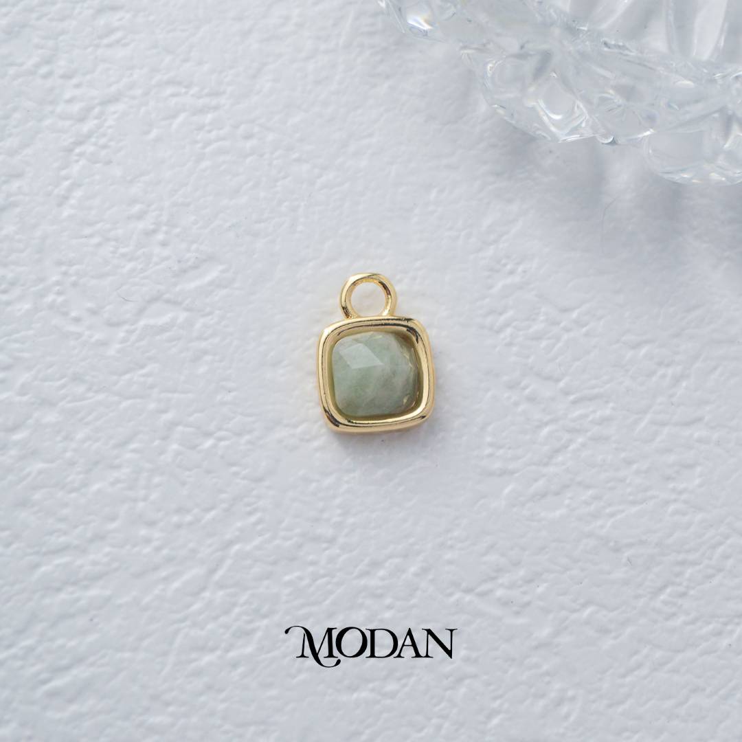 Square Colorful Natural Gemstones Charm DIY Charm Liontin Batuan Alam Persegi Warna-Warni Hypoallergenic Gold Filled