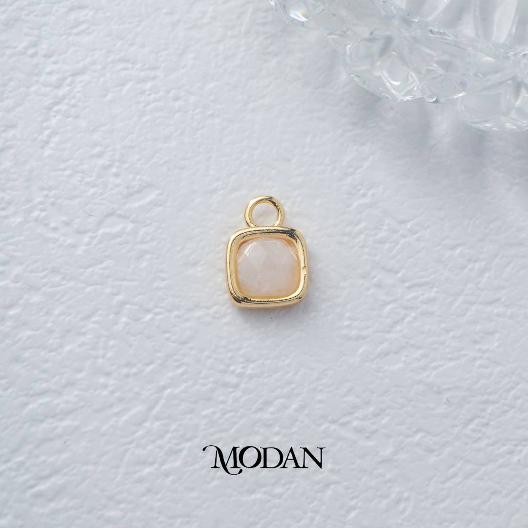 Square Colorful Natural Gemstones Charm DIY Charm Liontin Batuan Alam Persegi Warna-Warni Hypoallergenic Gold Filled