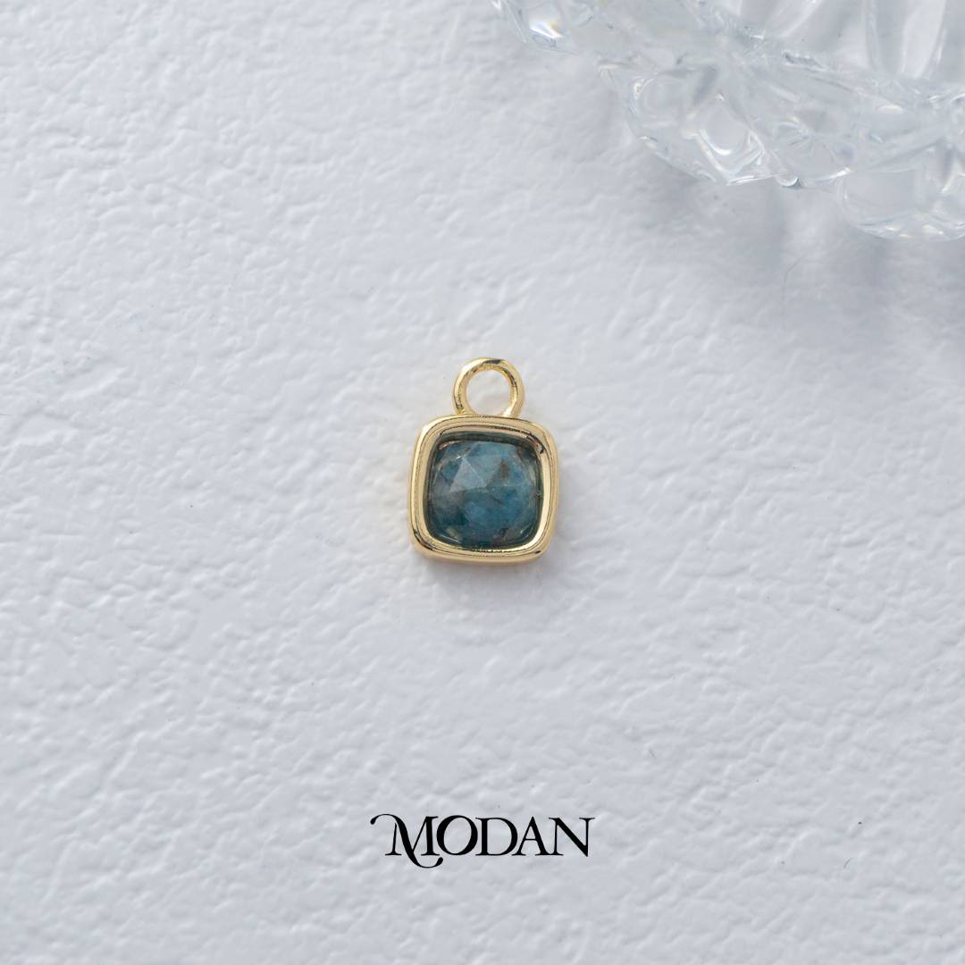 Square Colorful Natural Gemstones Charm DIY Charm Liontin Batuan Alam Persegi Warna-Warni Hypoallergenic Gold Filled