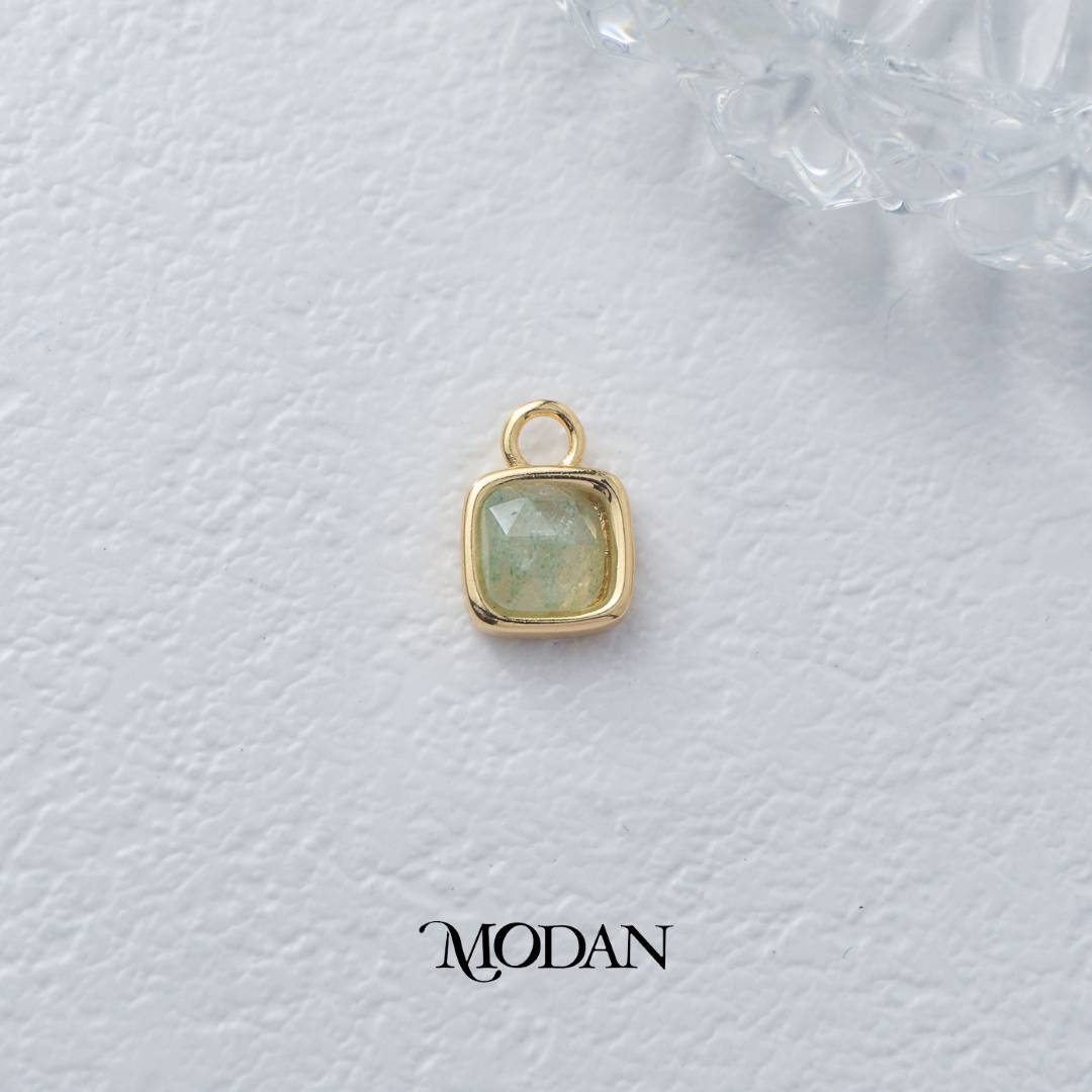 Square Colorful Natural Gemstones Charm DIY Charm Liontin Batuan Alam Persegi Warna-Warni Hypoallergenic Gold Filled