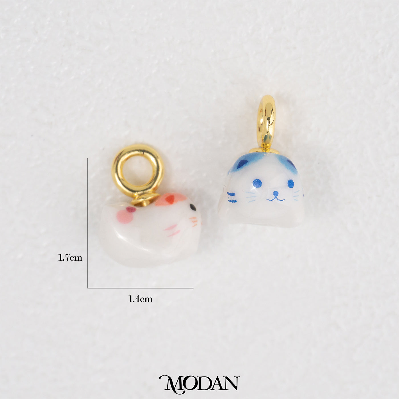 Pink and Blue 3D Ceramic Cat Charm DIY Pendant Liontin Kucing Merah Muda Biru Keramik 3D Hypoallergenic Gold Filled