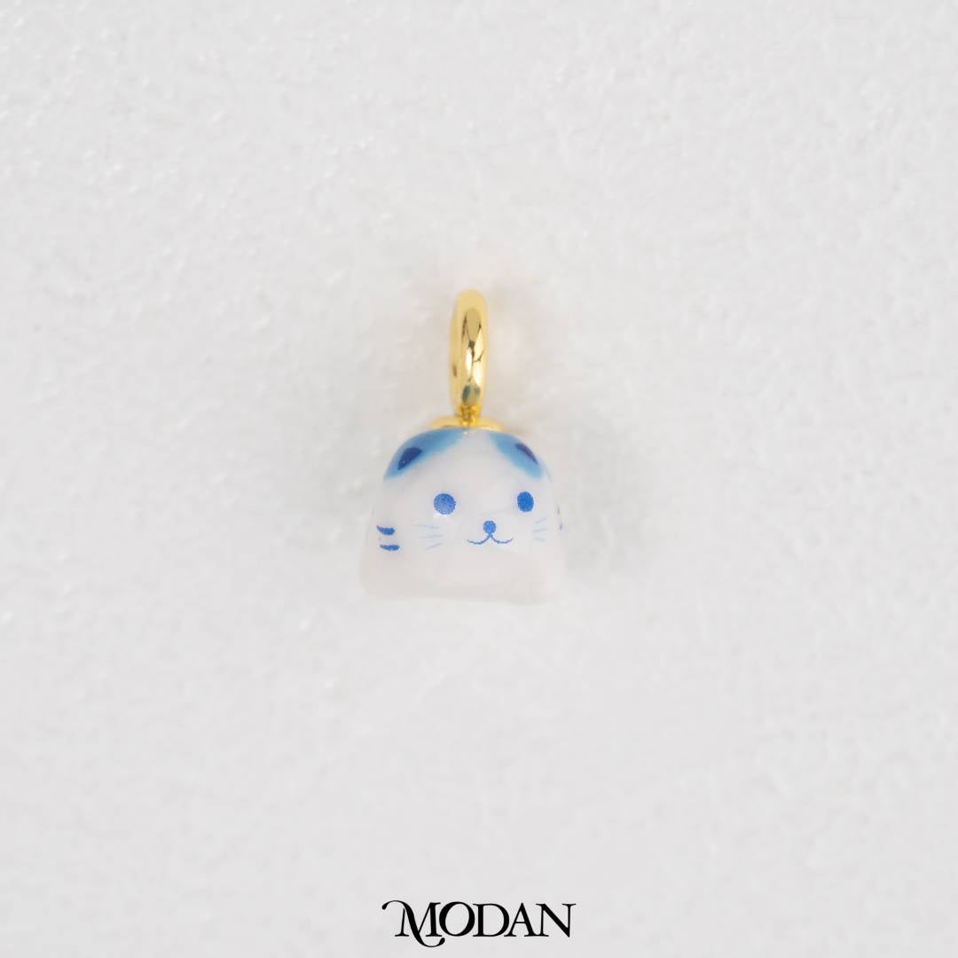 Pink and Blue 3D Ceramic Cat Charm DIY Pendant Liontin Kucing Merah Muda Biru Keramik 3D Hypoallergenic Gold Filled