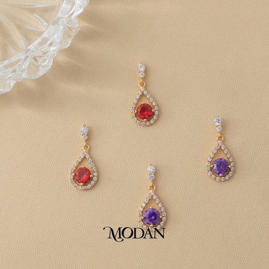 (24mm) Sparkling Rosegold Teardrop Zirconia Stud Earrings Anting Tusuk Tetes Air Mata Hypoallergenic Gold Plated