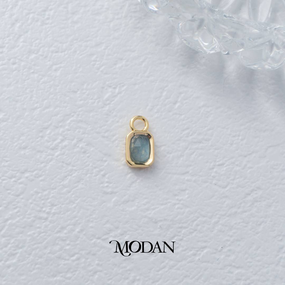 Rectangular Colorful Natural Gemstones Charm DIY Charm Liontin Batuan Alam Persegi Panjang Warna-Warni Hypoallergenic Gold Filled