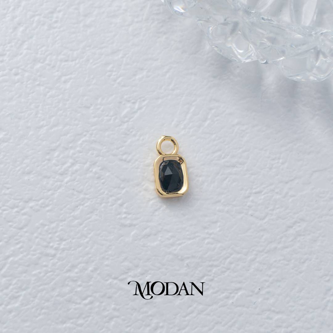 Rectangular Colorful Natural Gemstones Charm DIY Charm Liontin Batuan Alam Persegi Panjang Warna-Warni Hypoallergenic Gold Filled