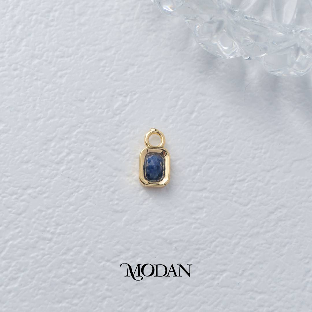 Rectangular Colorful Natural Gemstones Charm DIY Charm Liontin Batuan Alam Persegi Panjang Warna-Warni Hypoallergenic Gold Filled