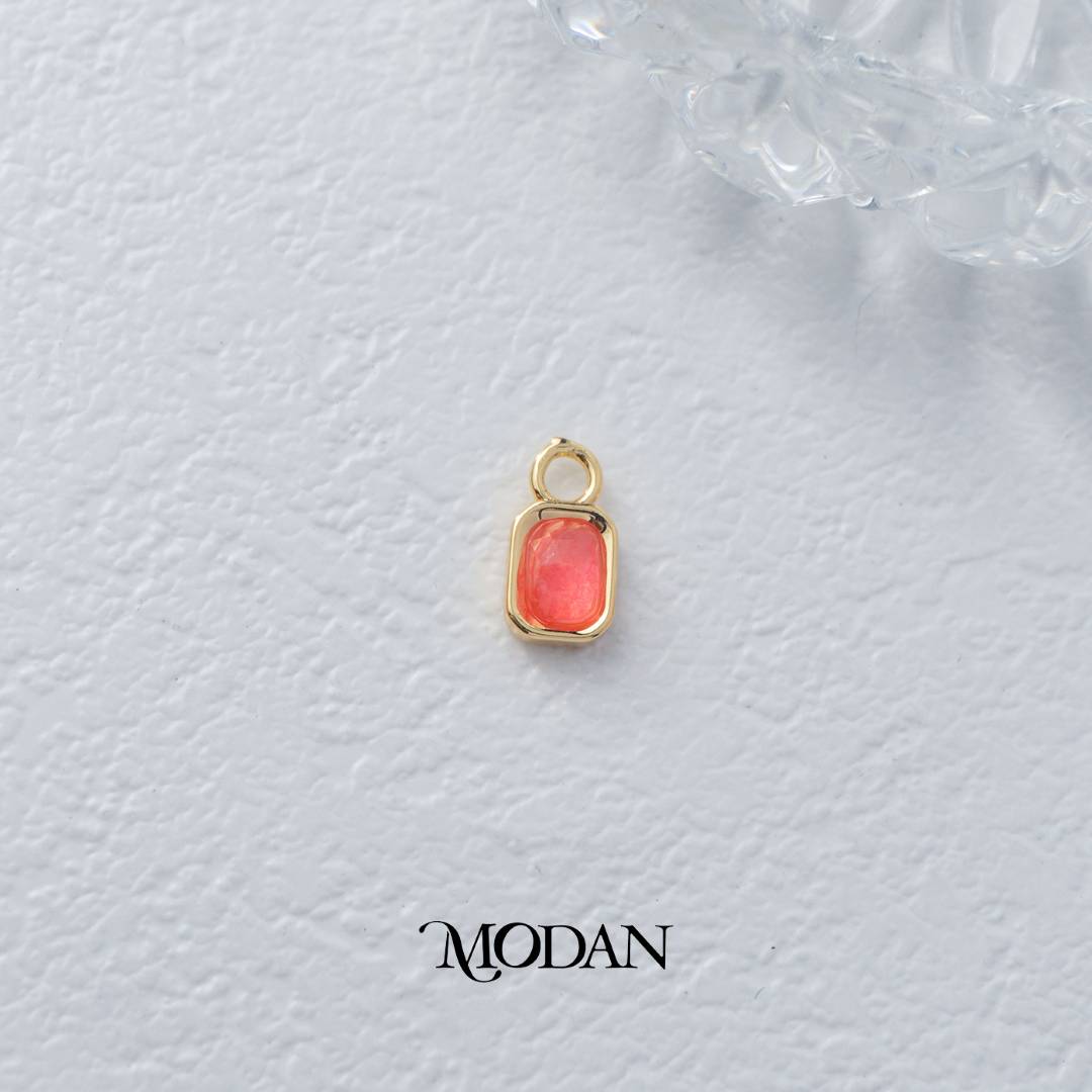 Rectangular Colorful Natural Gemstones Charm DIY Charm Liontin Batuan Alam Persegi Panjang Warna-Warni Hypoallergenic Gold Filled