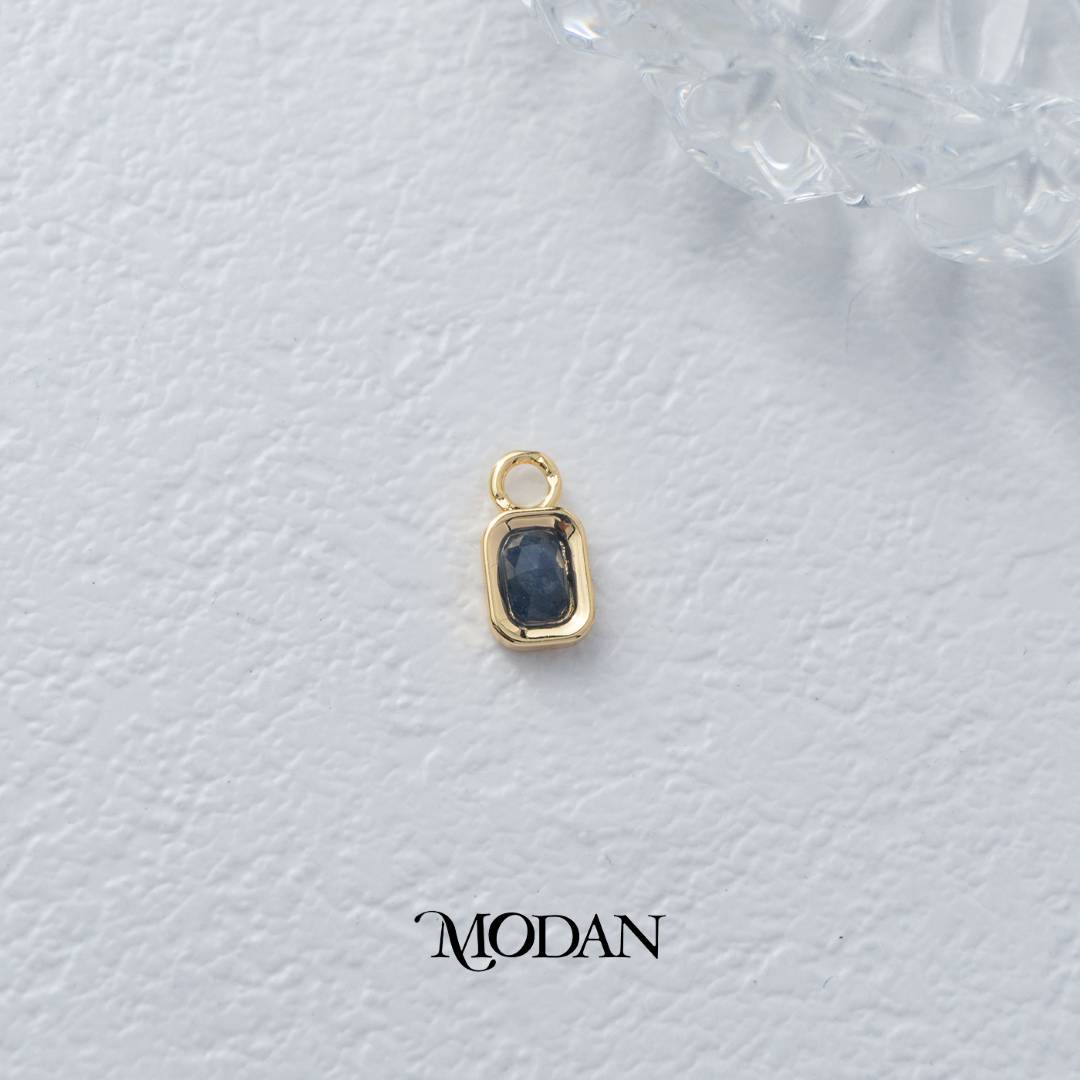 Rectangular Colorful Natural Gemstones Charm DIY Charm Liontin Batuan Alam Persegi Panjang Warna-Warni Hypoallergenic Gold Filled