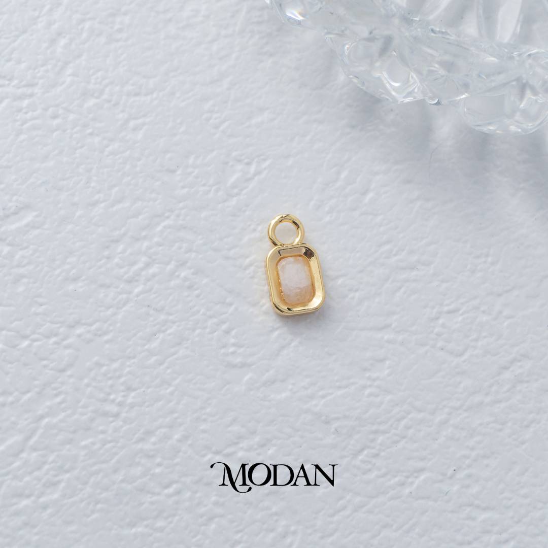 Rectangular Colorful Natural Gemstones Charm DIY Charm Liontin Batuan Alam Persegi Panjang Warna-Warni Hypoallergenic Gold Filled
