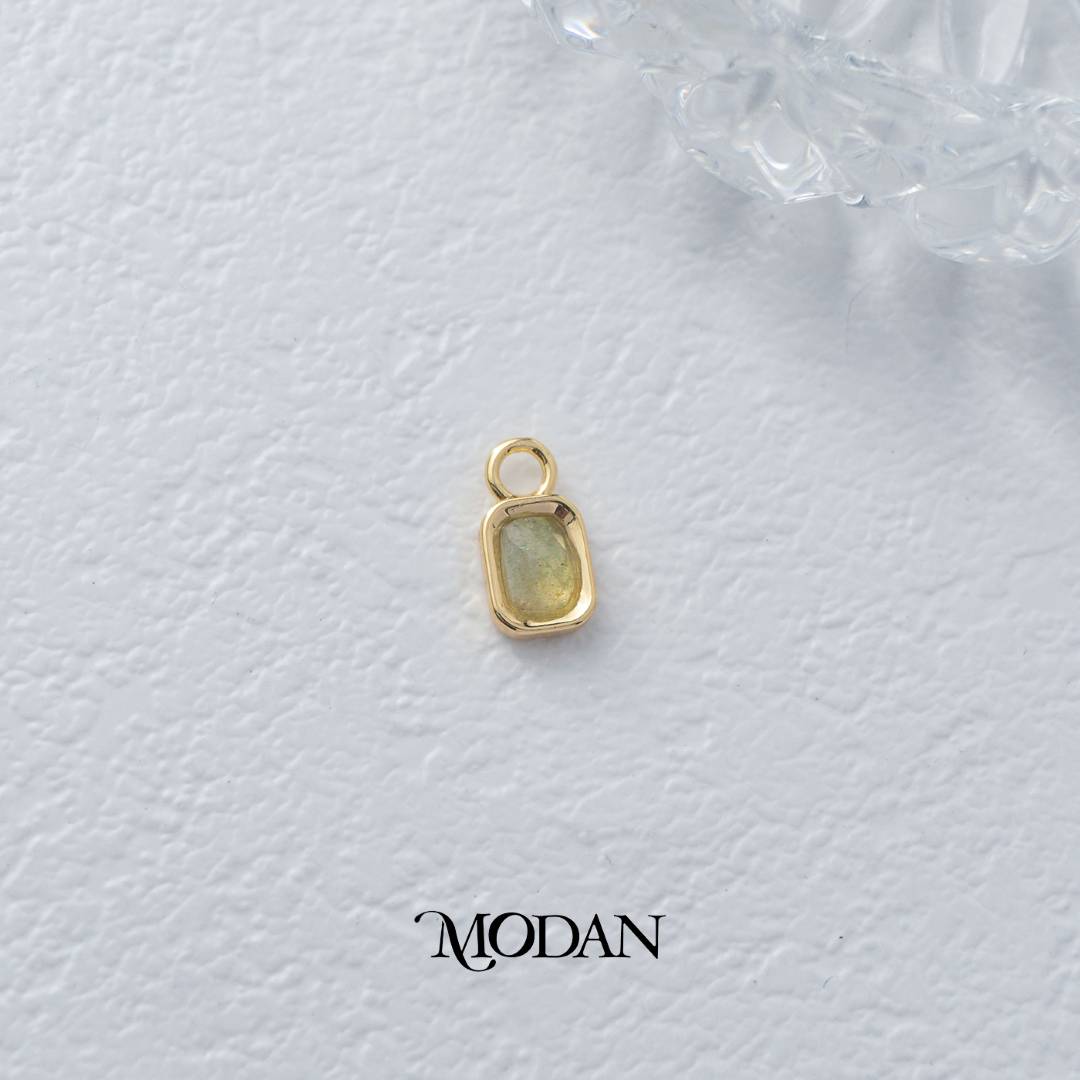 Rectangular Colorful Natural Gemstones Charm DIY Charm Liontin Batuan Alam Persegi Panjang Warna-Warni Hypoallergenic Gold Filled