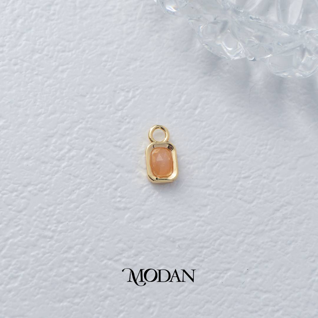Rectangular Colorful Natural Gemstones Charm DIY Charm Liontin Batuan Alam Persegi Panjang Warna-Warni Hypoallergenic Gold Filled