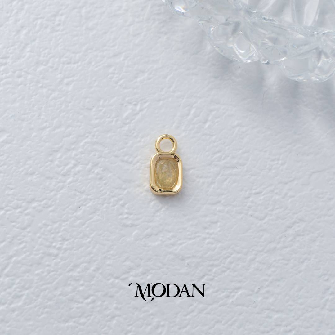 Rectangular Colorful Natural Gemstones Charm DIY Charm Liontin Batuan Alam Persegi Panjang Warna-Warni Hypoallergenic Gold Filled