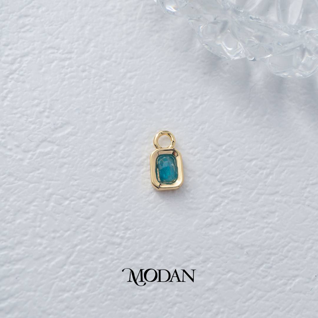 Rectangular Colorful Natural Gemstones Charm DIY Charm Liontin Batuan Alam Persegi Panjang Warna-Warni Hypoallergenic Gold Filled