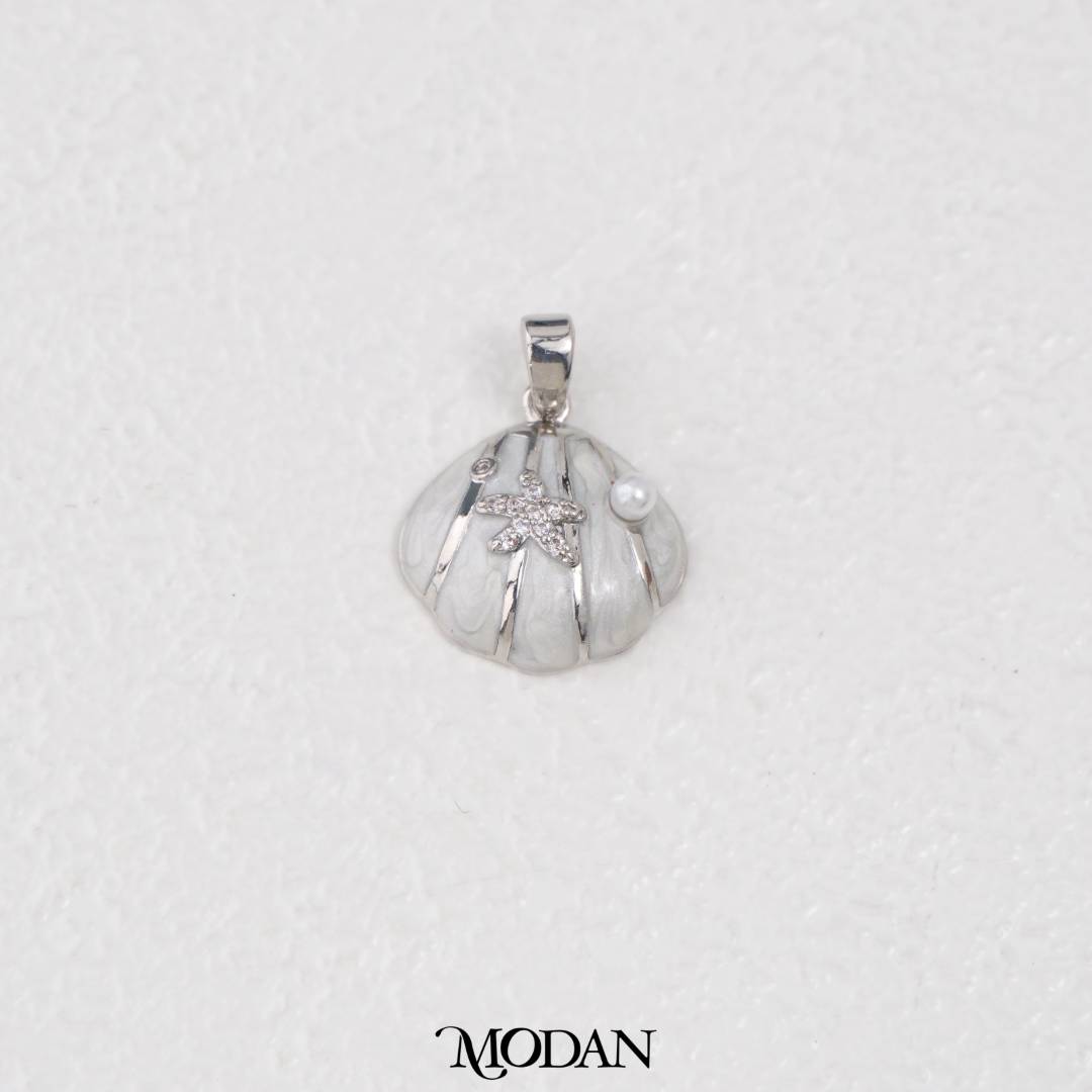 Blue White Pink Enamel Shell Charm DIY Pendant Liontin Enamel Cangkang Kerang Mutiara Biru Putih Merah Muda Hypoallergenic Gold Filled