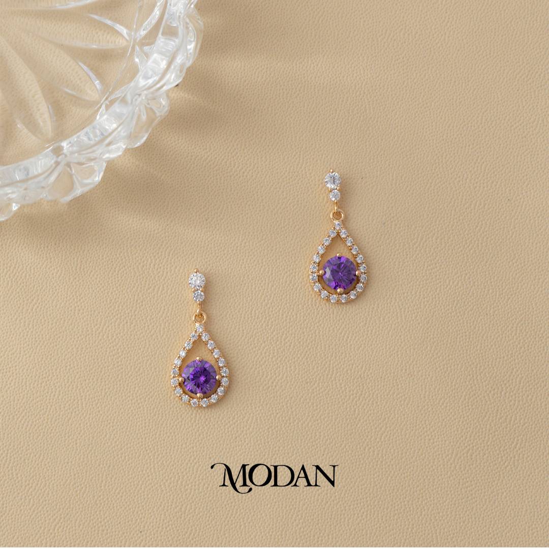 (24mm) Sparkling Rosegold Teardrop Zirconia Stud Earrings Anting Tusuk Tetes Air Mata Hypoallergenic Gold Plated