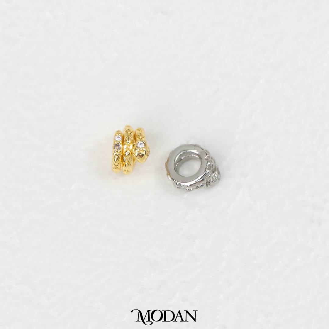 Spiral Round Snake Animal DIY Beads Charm Manik Liontin Spiral Ular Hypoallergenic Gold Filled