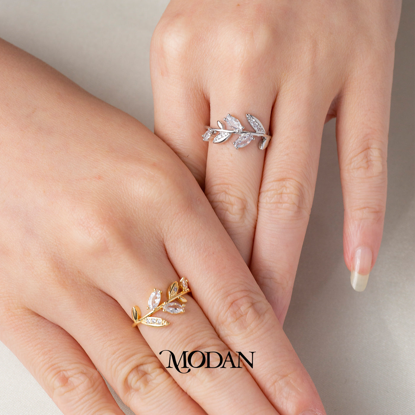 Aesthetic Botanical Olive Branch Band Ring Cincin Daun Zaitun Hypoallergenic Gold Plated